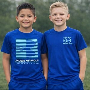 Under Armour Royal Blue Tee with Aqua Logo Set of 2